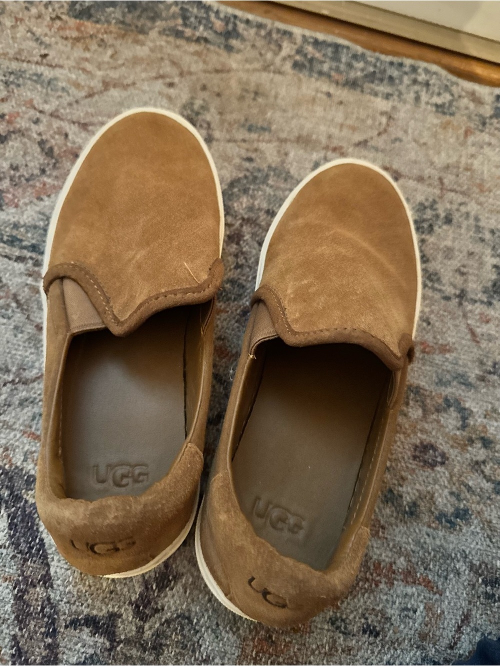 UGG Slip-On Suede Shoes in Brown with White Sole